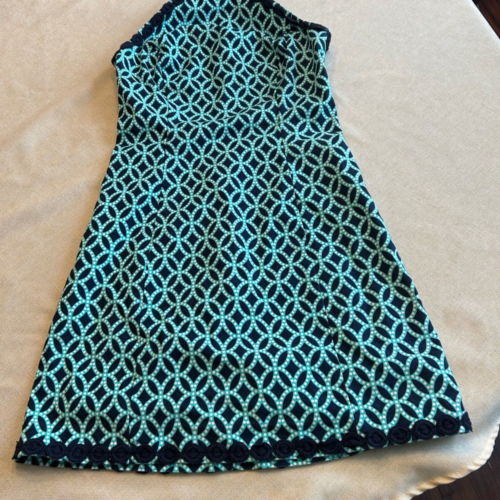 crown & ivy Black and Mint Geometric print dress knee length Size 2 feminine - Picture 6 of 8